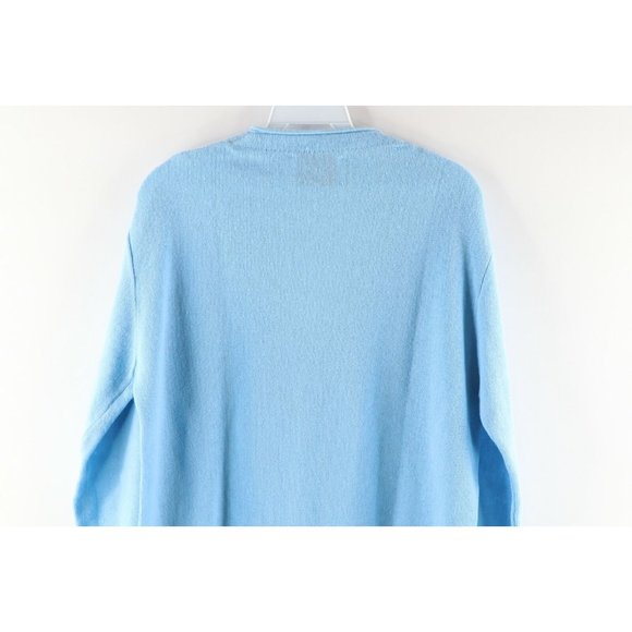 Vtg 70s Rockabilly Mens M Kurt Cobain Knit Cardigan Sweater Carolina Blue USA - Picture 6 of 7